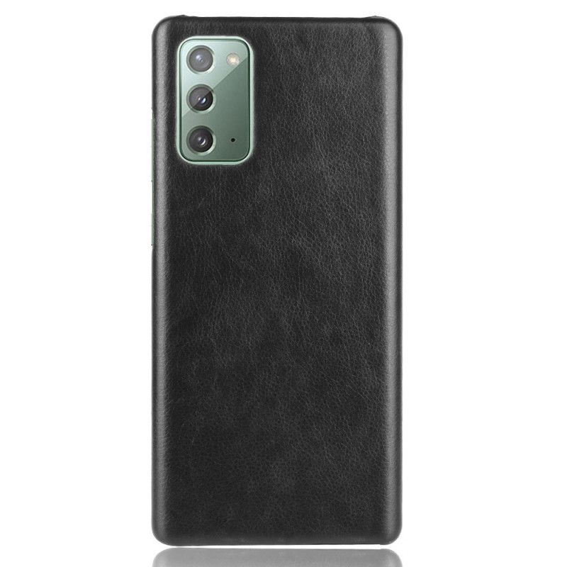 Hülle Samsung Galaxy Note 20 Schwarz Litschileder-Effekt