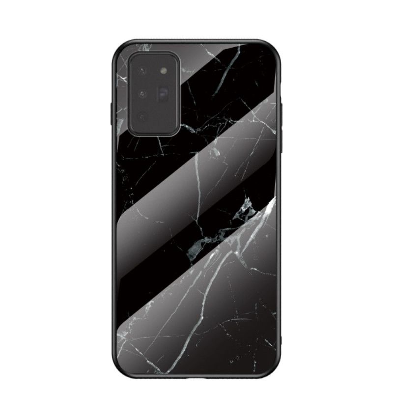 Hülle Samsung Galaxy Note 20 Schwarz Marmorfarben Gehärtetes Glas