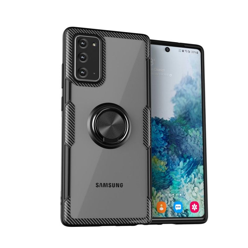 Hülle Samsung Galaxy Note 20 Schwarz Transparenter Ring Und Kohlenstoff