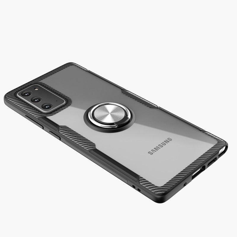 Hülle Samsung Galaxy Note 20 Schwarz Transparenter Ring Und Kohlenstoff