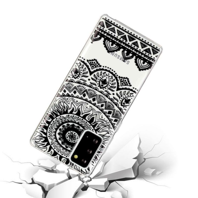 Hülle Samsung Galaxy Note 20 Transparentes Blumenmandala