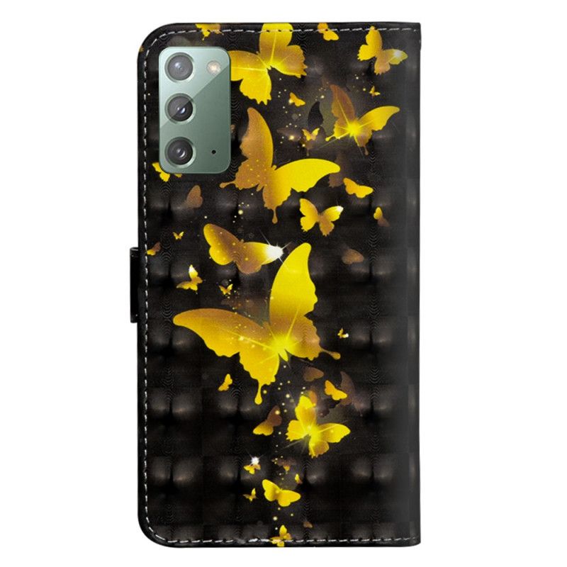 Lederhüllen Für Samsung Galaxy Note 20 Gelbe Schmetterlinge