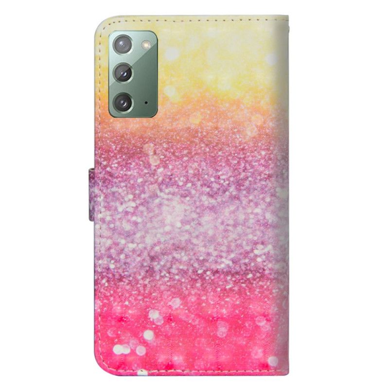 Lederhüllen Für Samsung Galaxy Note 20 Magenta-Glitzer-Gradient