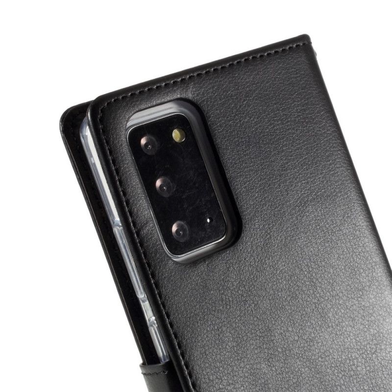 Lederhüllen Für Samsung Galaxy Note 20 Schwarz Quecksilbermetallverschluss