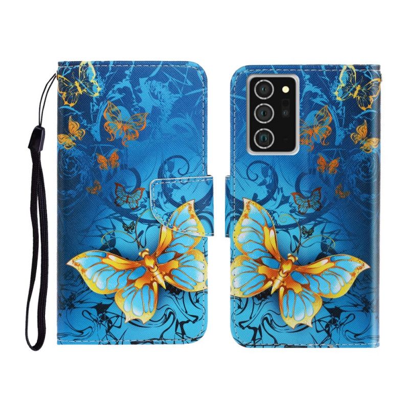 Lederhüllen Für Samsung Galaxy Note 20 Schwarz Schmetterlingsvariationen Mit Tanga