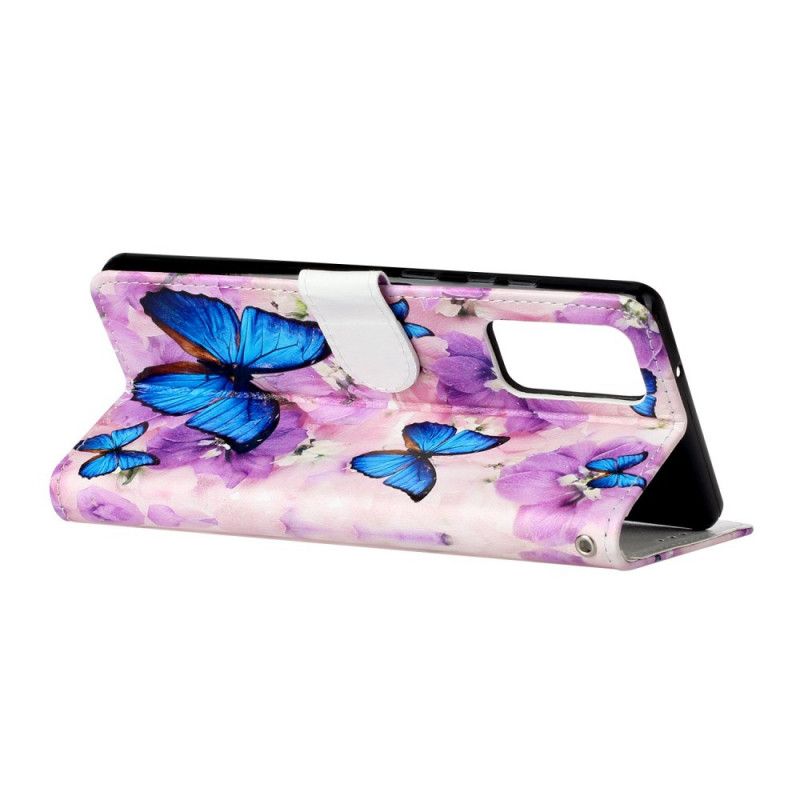 Lederhüllen Samsung Galaxy Note 20 Blumenschmetterlinge