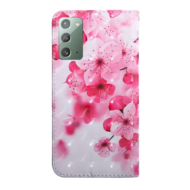 Lederhüllen Samsung Galaxy Note 20 Handyhülle Rosa Blüten