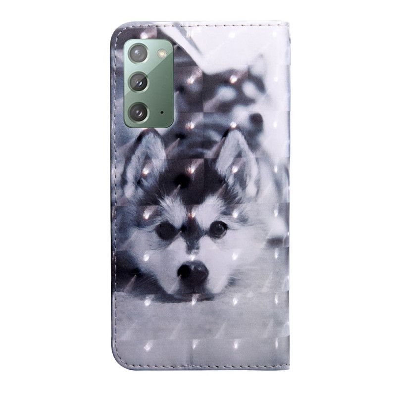 Lederhüllen Samsung Galaxy Note 20 Handyhülle Schwarz-Weißer Hund