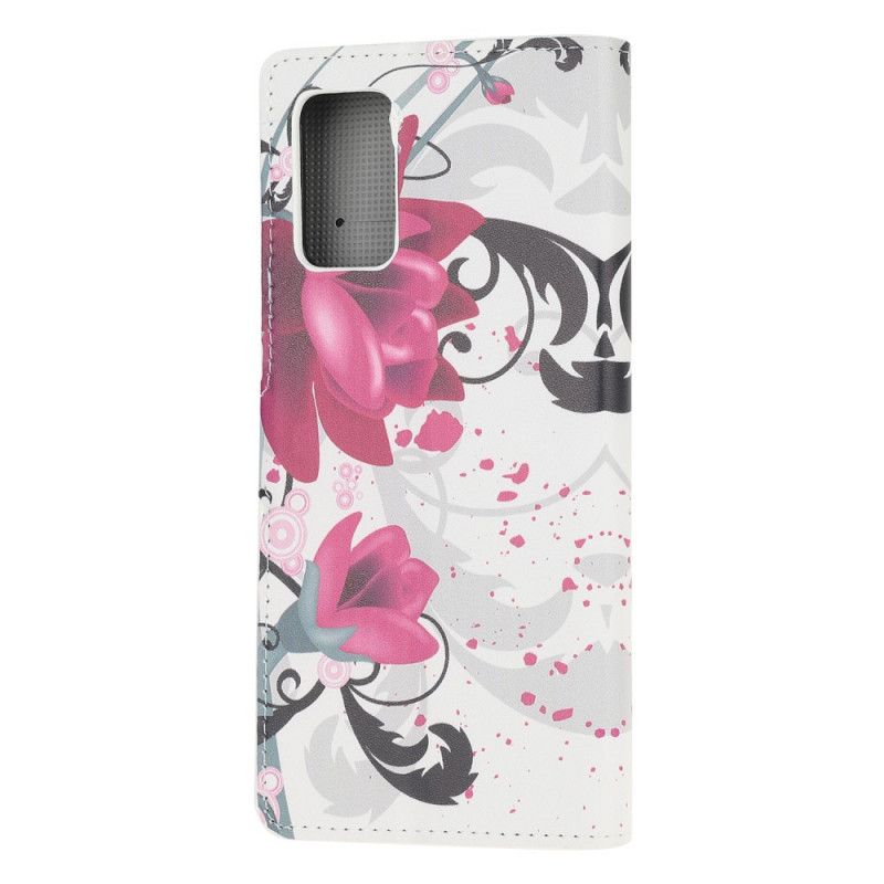 Lederhüllen Samsung Galaxy Note 20 Magenta Tropische Blumen