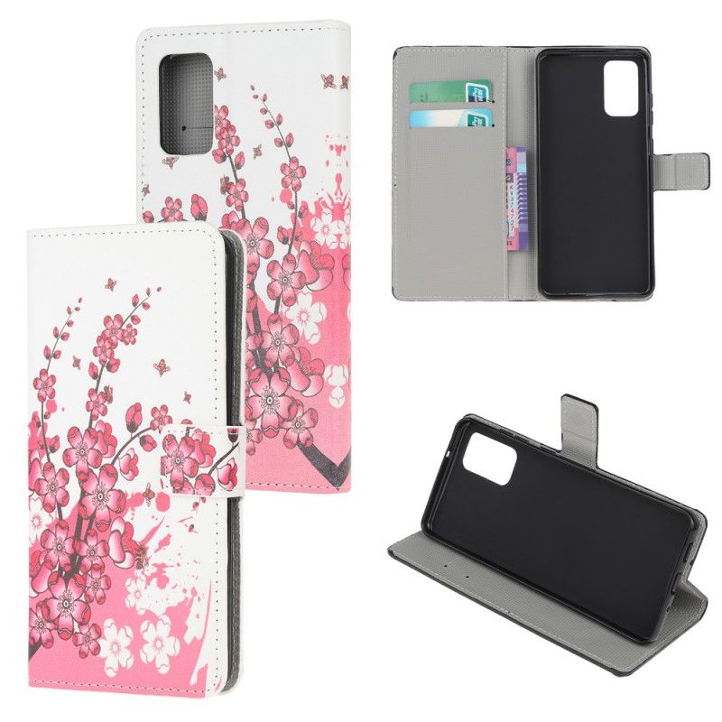 Lederhüllen Samsung Galaxy Note 20 Magenta Tropische Blumen