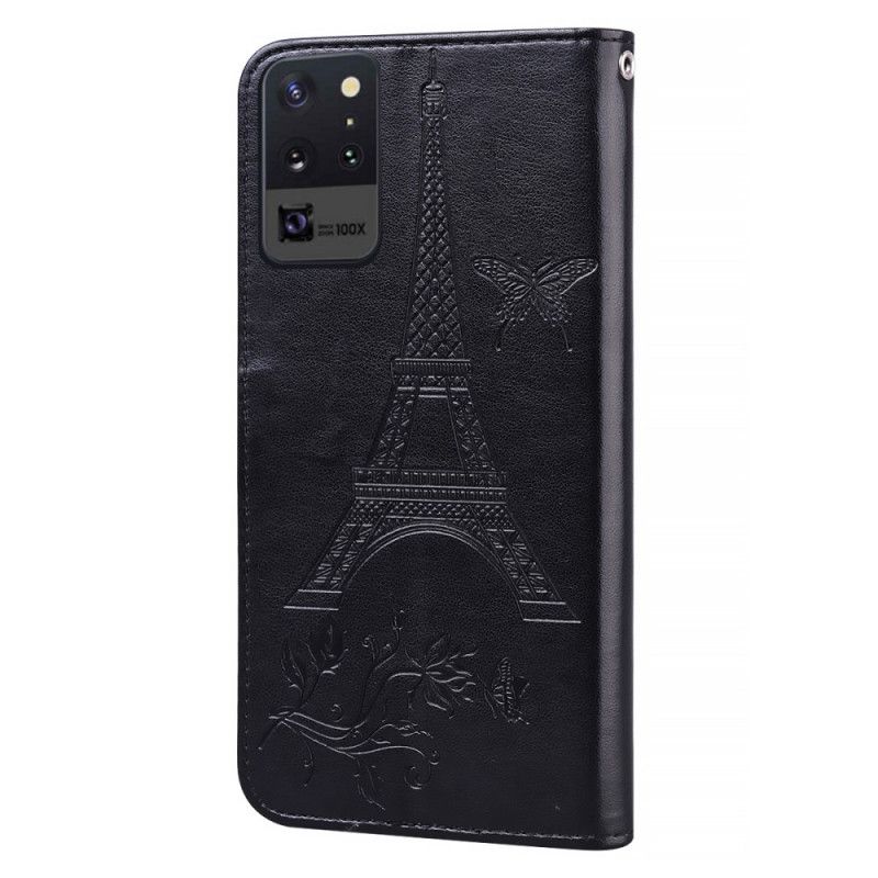Lederhüllen Samsung Galaxy Note 20 Schwarz Eiffelturm Lederstil