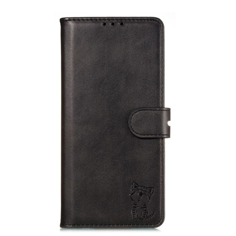 Lederhüllen Samsung Galaxy Note 20 Schwarz Kätzchenimitatleder