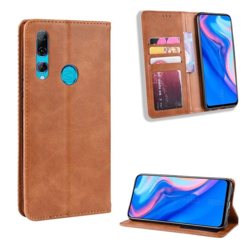 Flip Case Huawei P Smart Z Schwarz Stilisierter Vintage-Ledereffekt