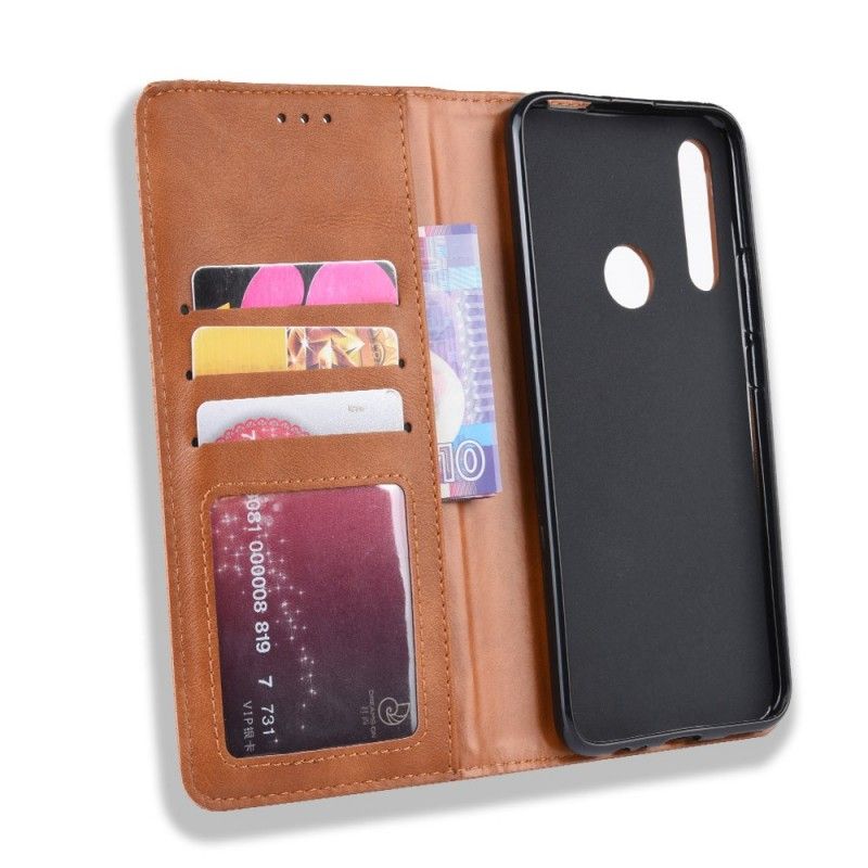 Flip Case Huawei P Smart Z Schwarz Stilisierter Vintage-Ledereffekt