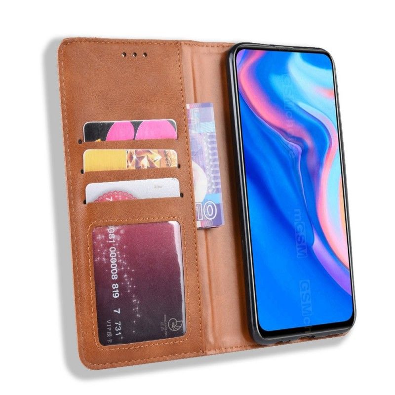 Flip Case Huawei P Smart Z Schwarz Stilisierter Vintage-Ledereffekt