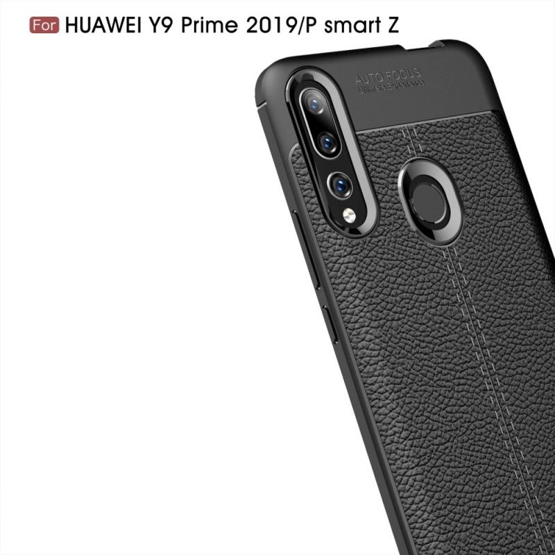 Hülle Huawei P Smart Z Schwarz Doppellinien-Litschileder-Effekt