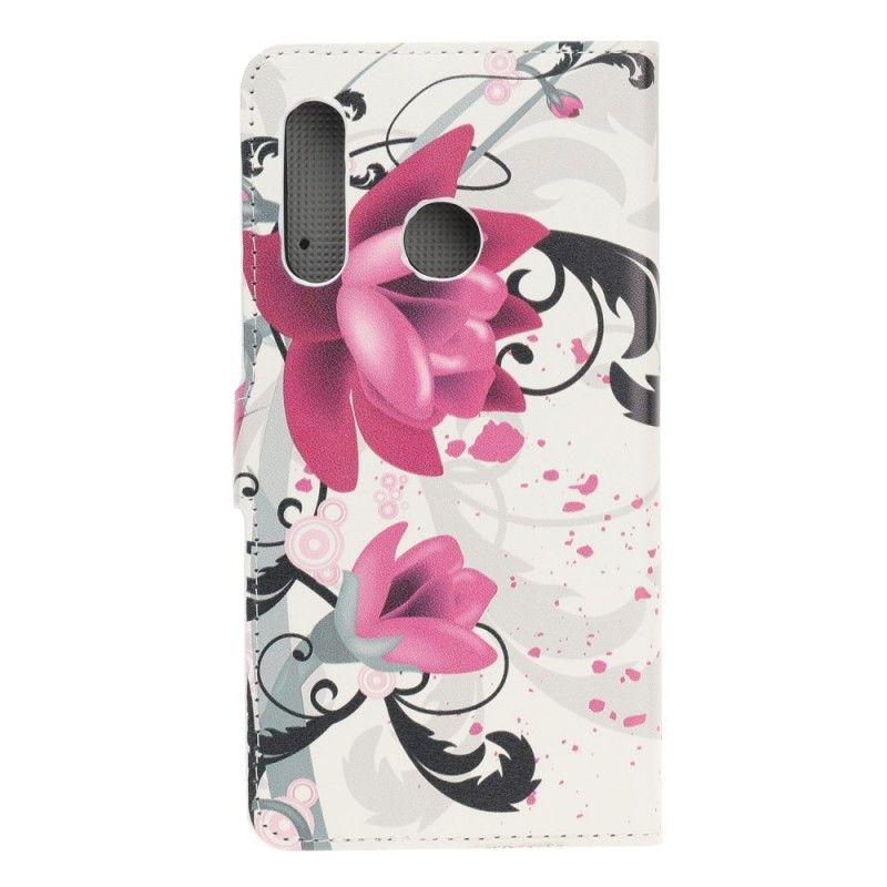 Lederhüllen Huawei P Smart Z Pink Handyhülle Tropische Blumen