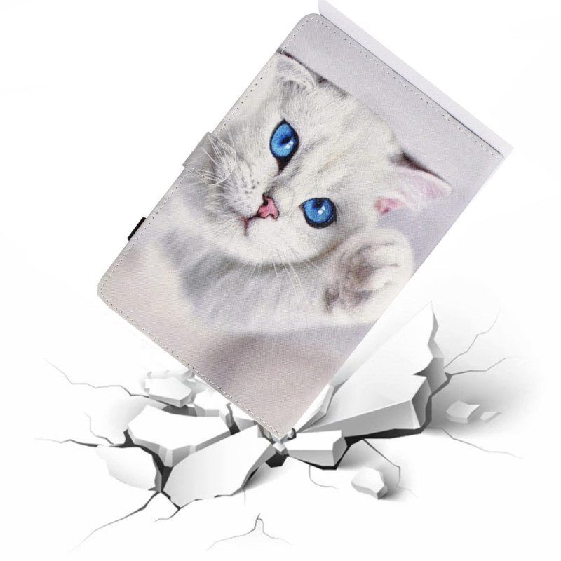 Flip Case Für iPad 10.9" (2022) Weiße Katze Mit Blauen Augen