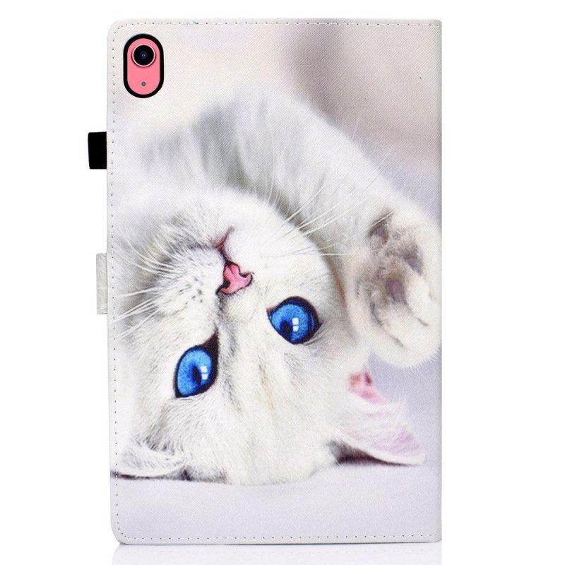 Flip Case Für iPad 10.9" (2022) Weiße Katze Mit Blauen Augen