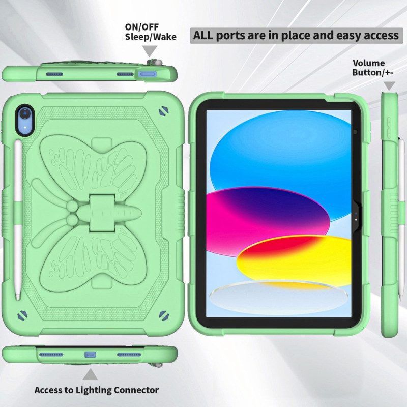 Hülle Für iPad 10.9" (2022) Extrem Widerstandsfähiger Und Solider Butterfly-schultergurt