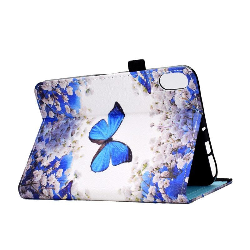 Lederhüllen Für iPad 10.9" (2022) Blaue Schmetterlinge
