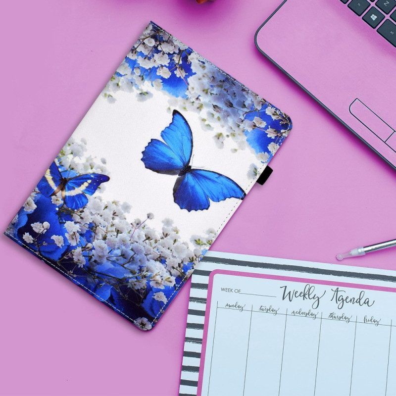 Lederhüllen Für iPad 10.9" (2022) Blaue Schmetterlinge