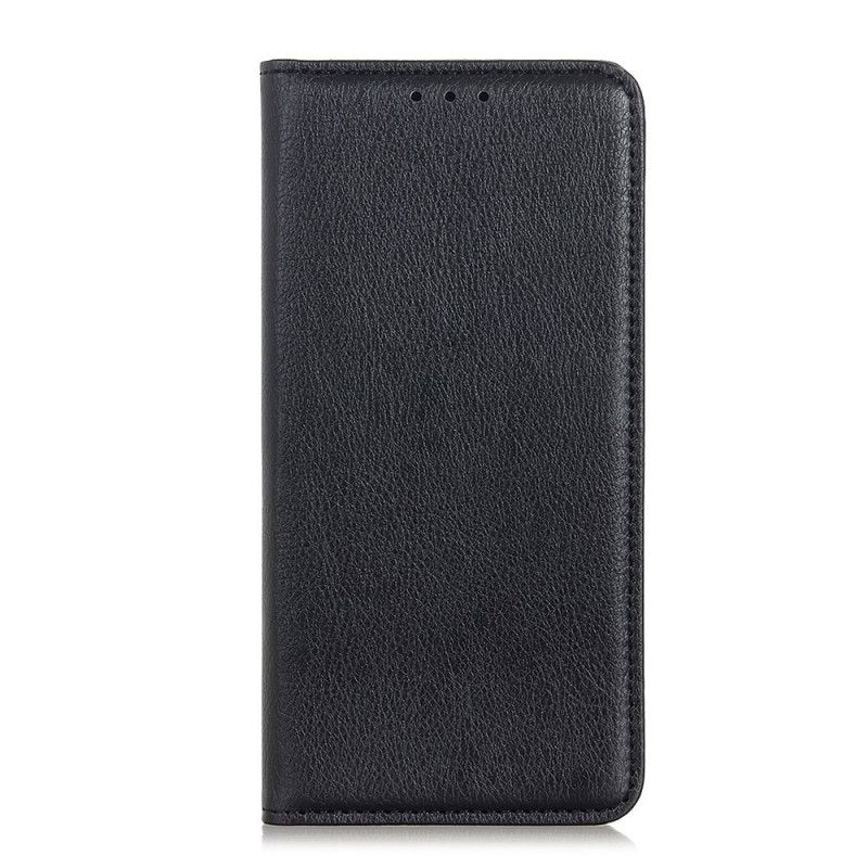 Flip Case Für Samsung Galaxy A02S Schwarz Elegantes Geteiltes Litschileder