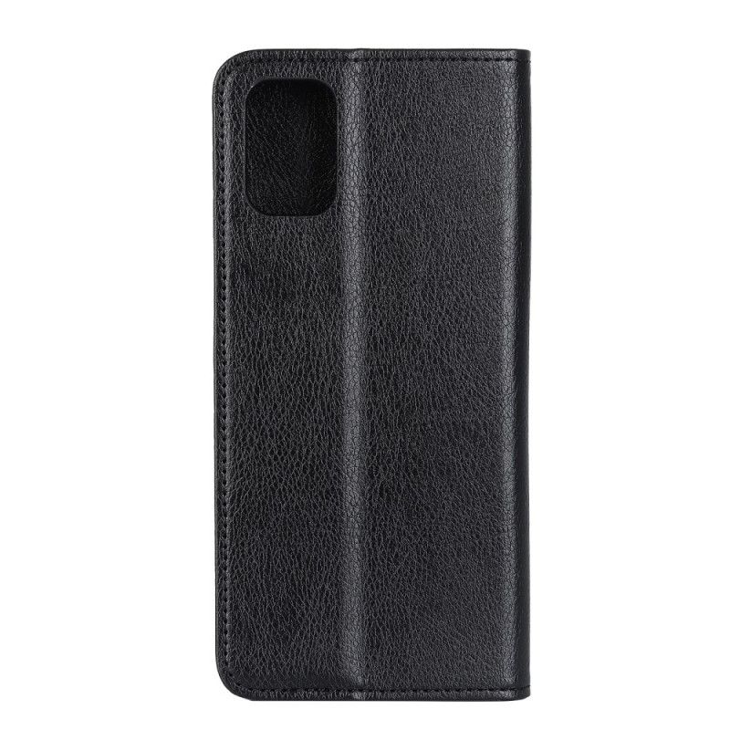 Flip Case Für Samsung Galaxy A02S Schwarz Elegantes Geteiltes Litschileder