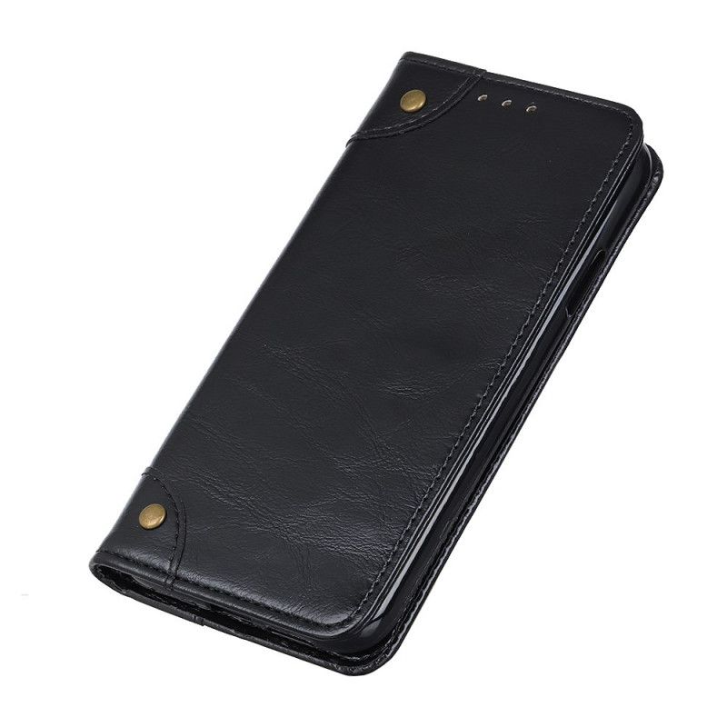 Flip Case Für Samsung Galaxy A02S Schwarz Vintage Spaltledernieten