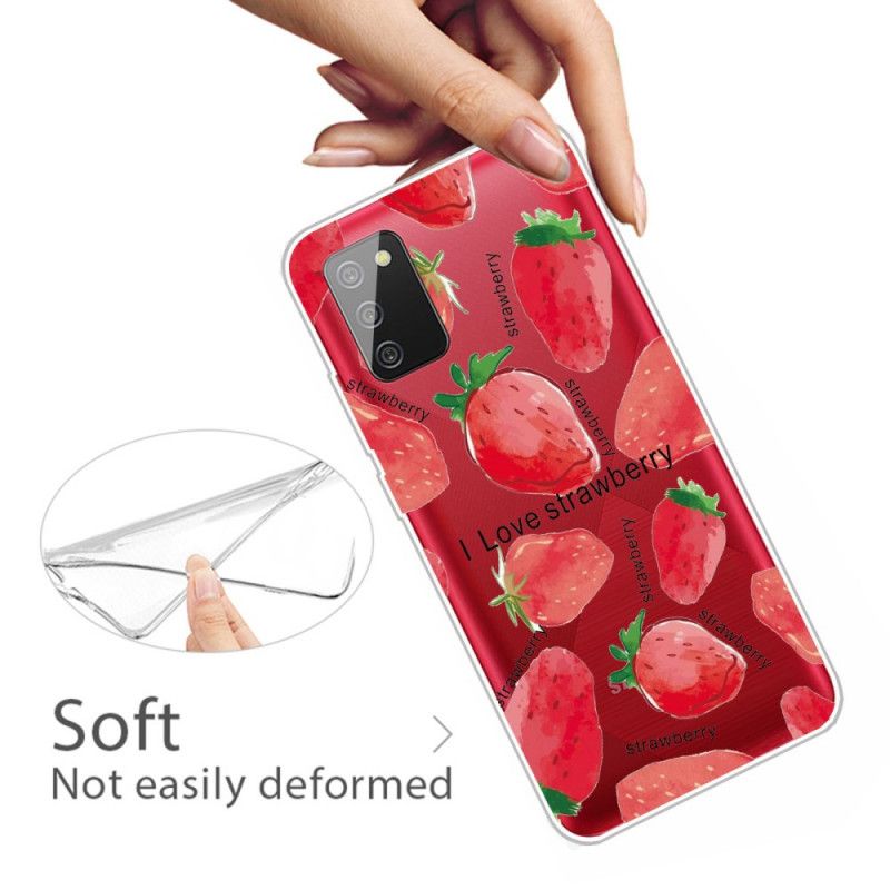 Hülle Für Samsung Galaxy A02S Erdbeeren / Ich Liebe Erdbeeren