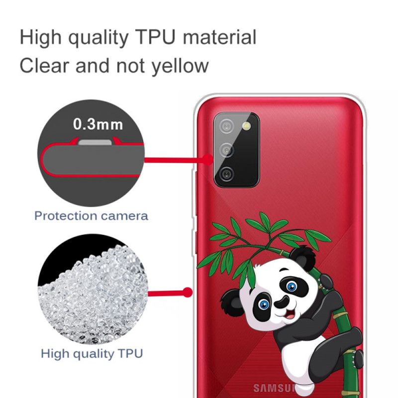 Hülle Für Samsung Galaxy A02S Transparenter Panda Auf Bambus