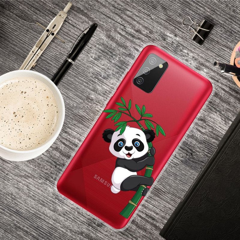 Hülle Für Samsung Galaxy A02S Transparenter Panda Auf Bambus
