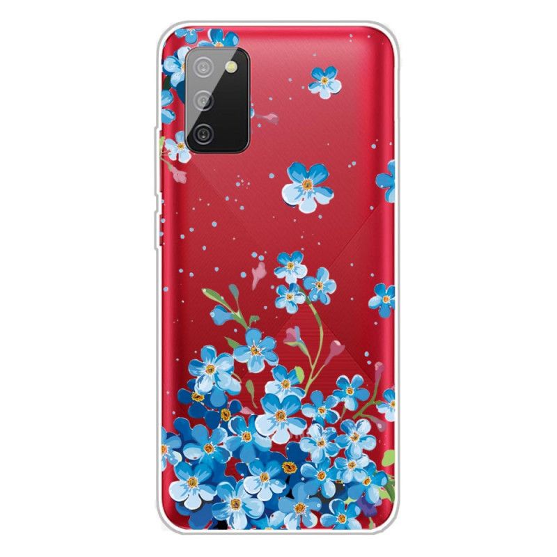 Hülle Samsung Galaxy A02S Blaue Blüten