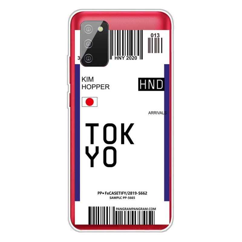 Hülle Samsung Galaxy A02S Dunkelblau Bordkarte Tokio