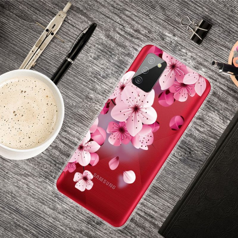 Hülle Samsung Galaxy A02S Handyhülle Kleine Rosa Blüten