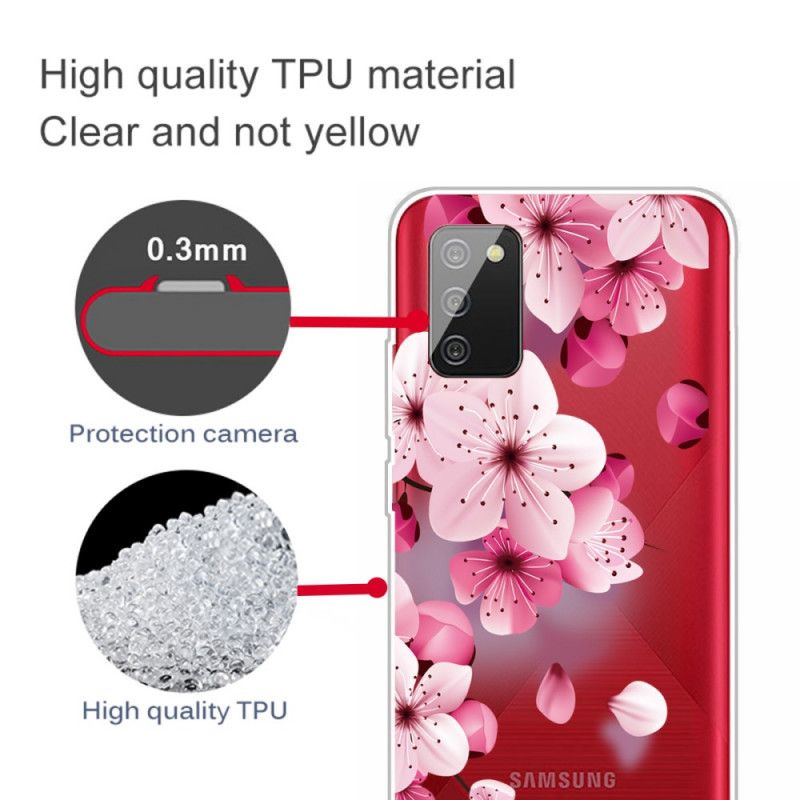 Hülle Samsung Galaxy A02S Handyhülle Kleine Rosa Blüten