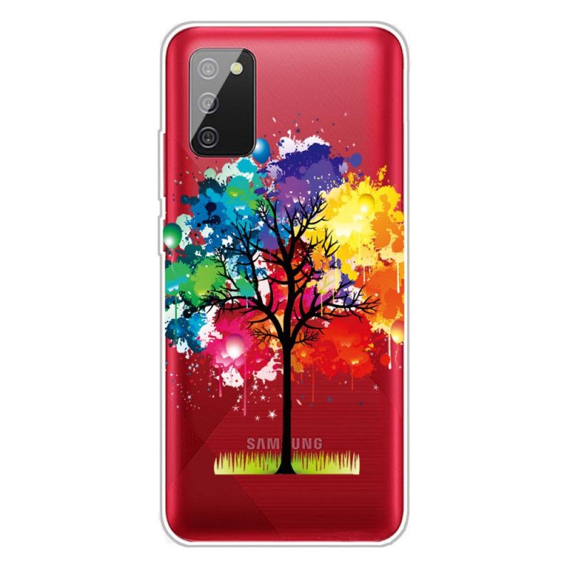 Hülle Samsung Galaxy A02S Handyhülle Transparenter Aquarellbaum