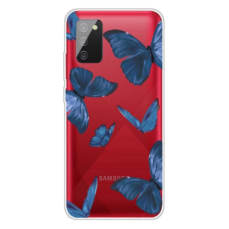 Hülle Samsung Galaxy A02S Pink Wilde Schmetterlinge