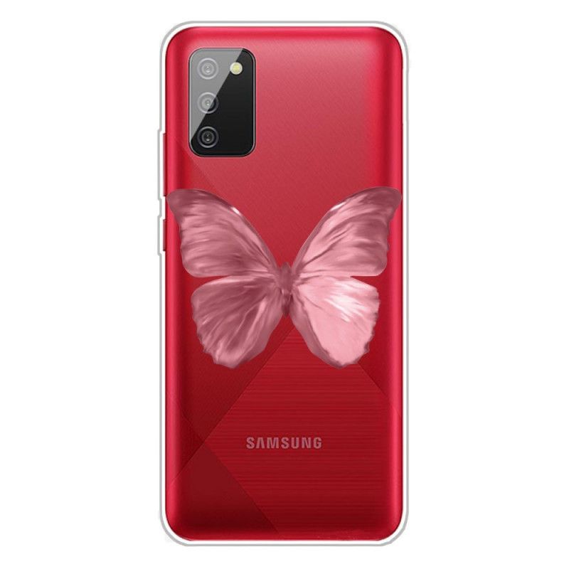 Hülle Samsung Galaxy A02S Pink Wilde Schmetterlinge