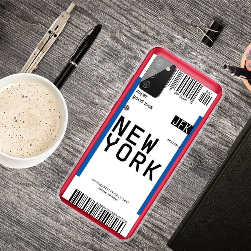 Hülle Samsung Galaxy A02S Schwarz Bordkarte Nach New York