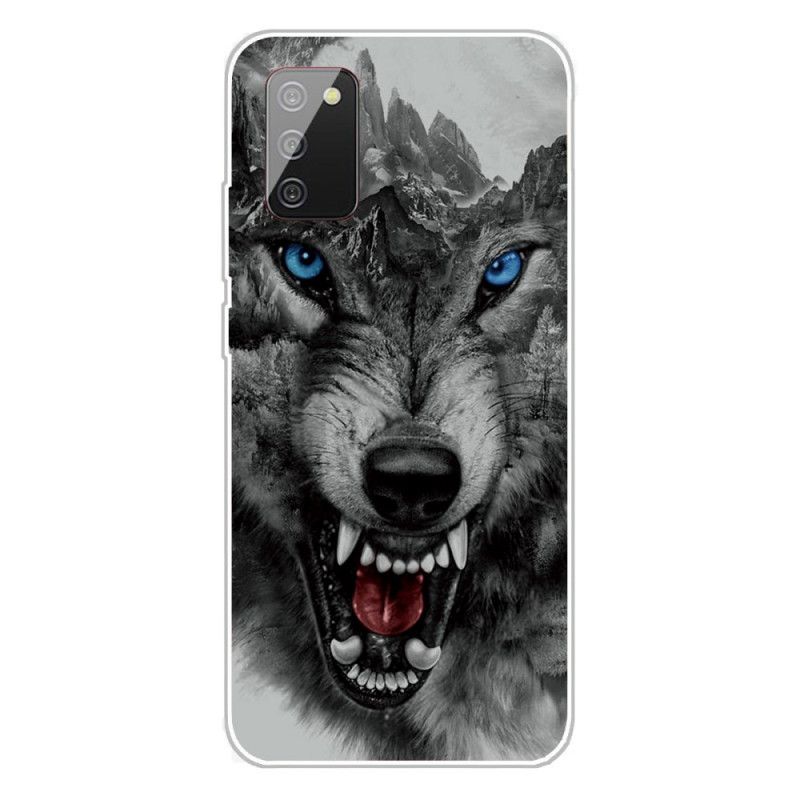 Hülle Samsung Galaxy A02S Schwarz Erhabener Wolf