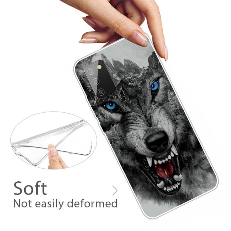 Hülle Samsung Galaxy A02S Schwarz Erhabener Wolf