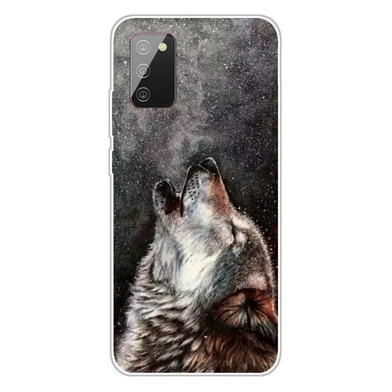 Hülle Samsung Galaxy A02S Schwarz Erhabener Wolf