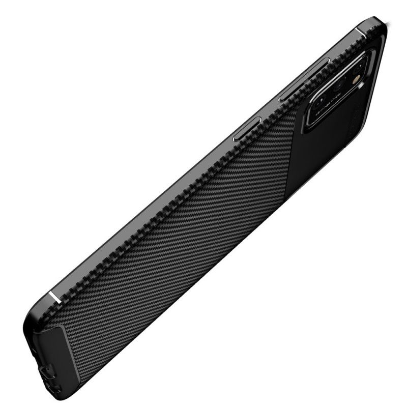 Hülle Samsung Galaxy A02S Schwarz Flexible Kohlefasertextur
