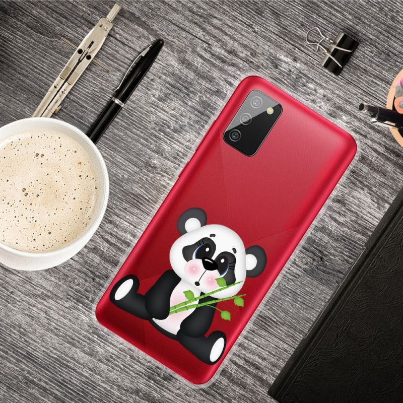 Hülle Samsung Galaxy A02S Transparenter Trauriger Panda