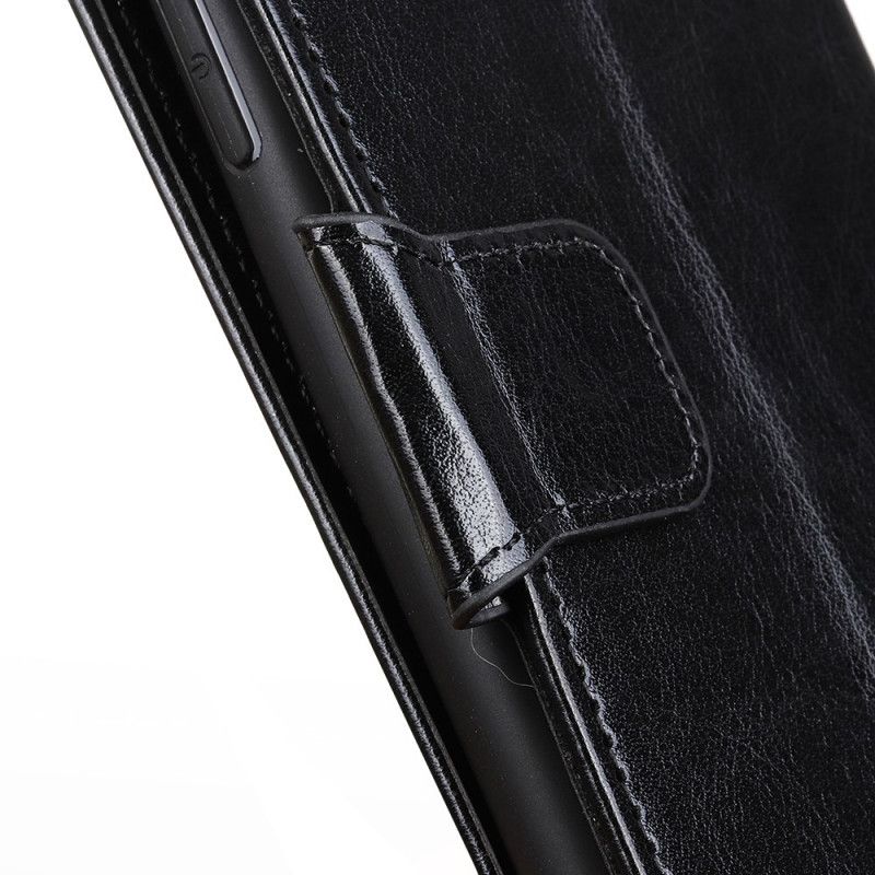Lederhüllen Samsung Galaxy A02S Schwarz Glänzender Ledereffekt
