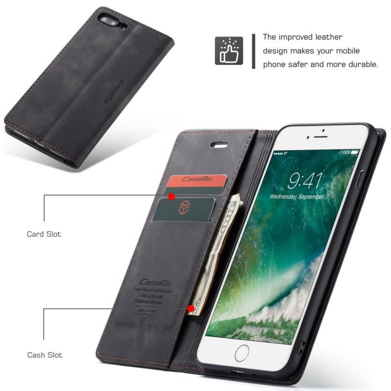 Flip Case iPhone 7 Plus / 8 Plus Schwarz Handyhülle Ledertasche