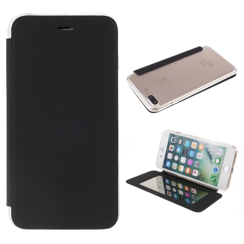 Flip Case iPhone 7 Plus / 8 Plus Schwarz Spiegel- Und Ledereffekt