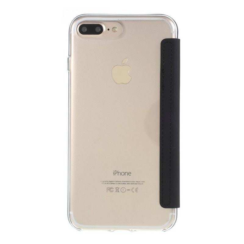 Flip Case iPhone 7 Plus / 8 Plus Schwarz Spiegel- Und Ledereffekt