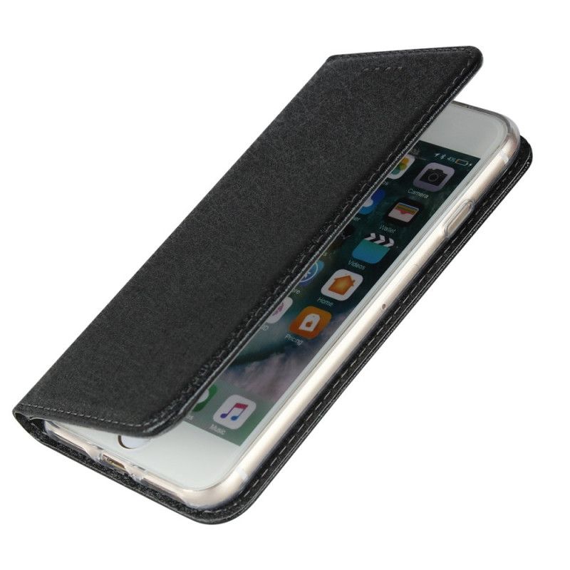 Flip Case iPhone 7 Plus / 8 Plus Schwarz Weicher Lederstil Mit Riemen